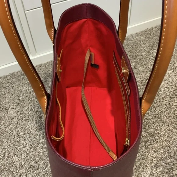 Dooney and Bourke Small Russel Tote in Cranberry Saffiano Leather - Picture 9 of 14